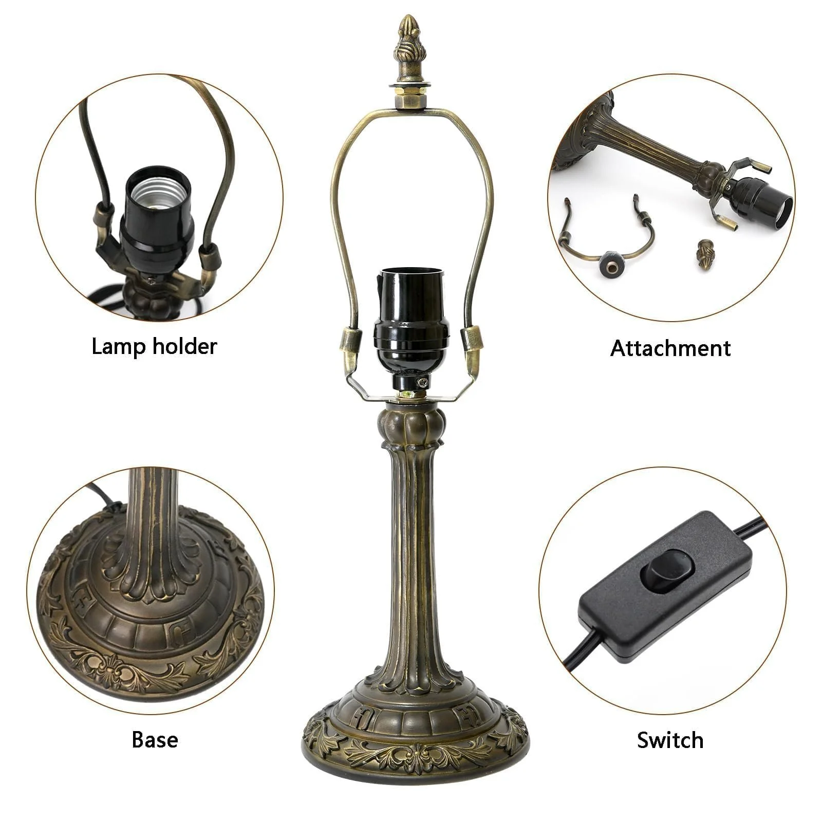 Настільна лампа wecrejoni Tiffany Вітражне скло Приліжкова Естетична Синя, фото №4