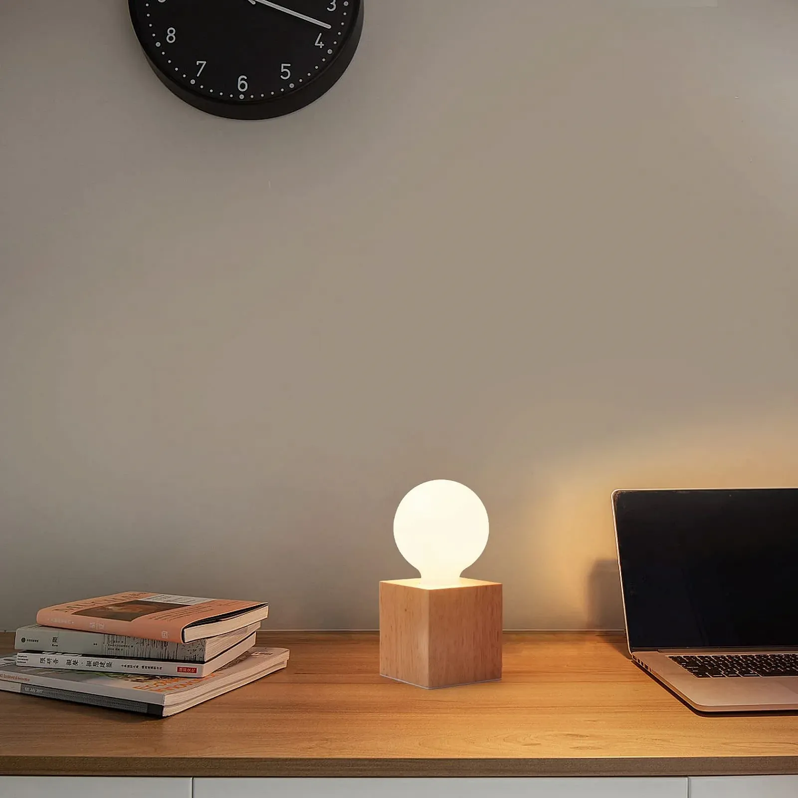 Настільна лампа OuXean Small з квадратною дерев'яною основою E27 60 W (без лампочки), фото №3