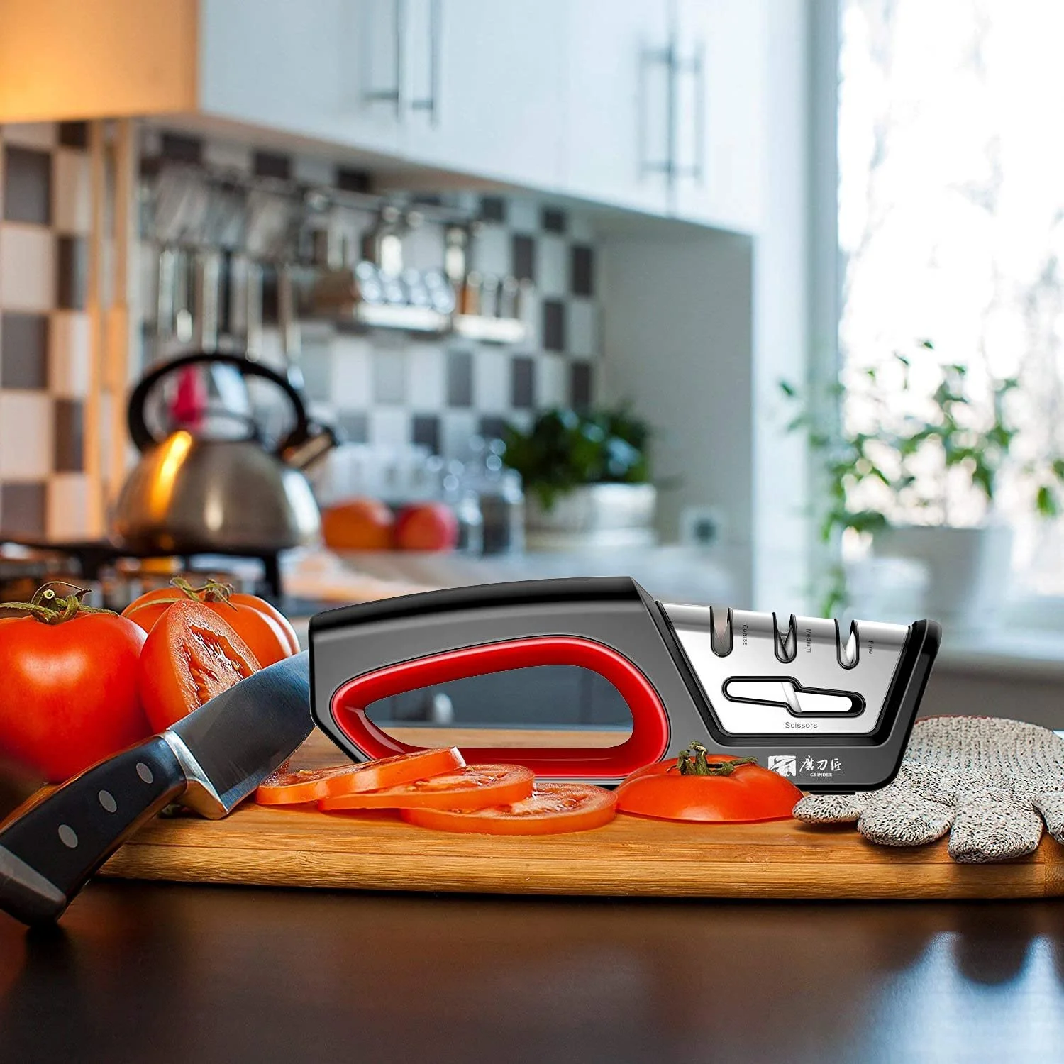 Професійне точило для ножів TG2017 4-в-1 з алмазним шліфуванням для кухонних ножів та ножиць, фото №4