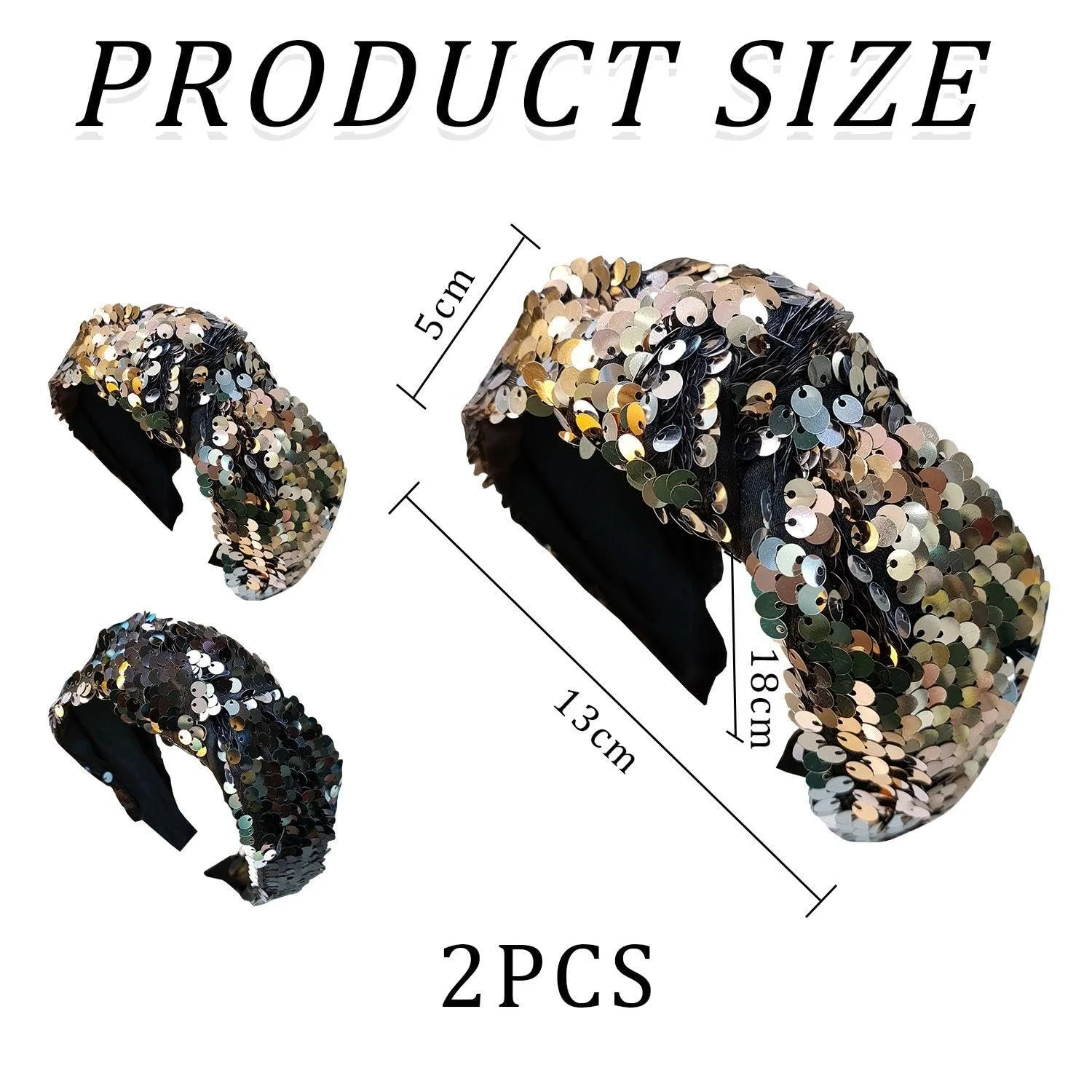 Обруч для волосся з блискітками (2 шт.), фото №2
