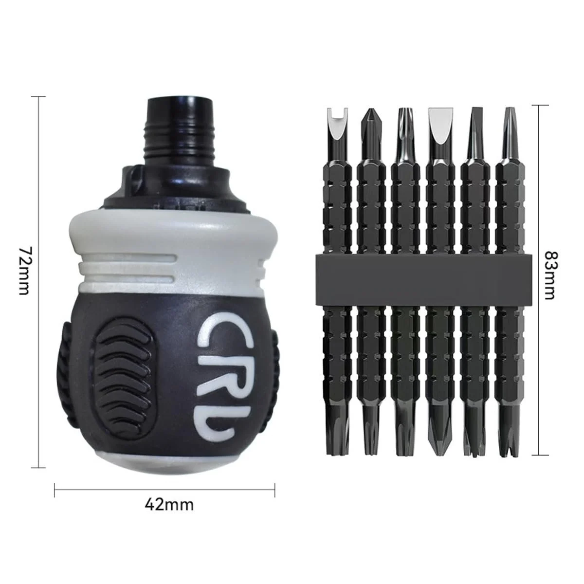 Набір викруток з тріскачкою 26-в-1 з короткою ручкою 9-13 см CR-V Магнітний, фото №7