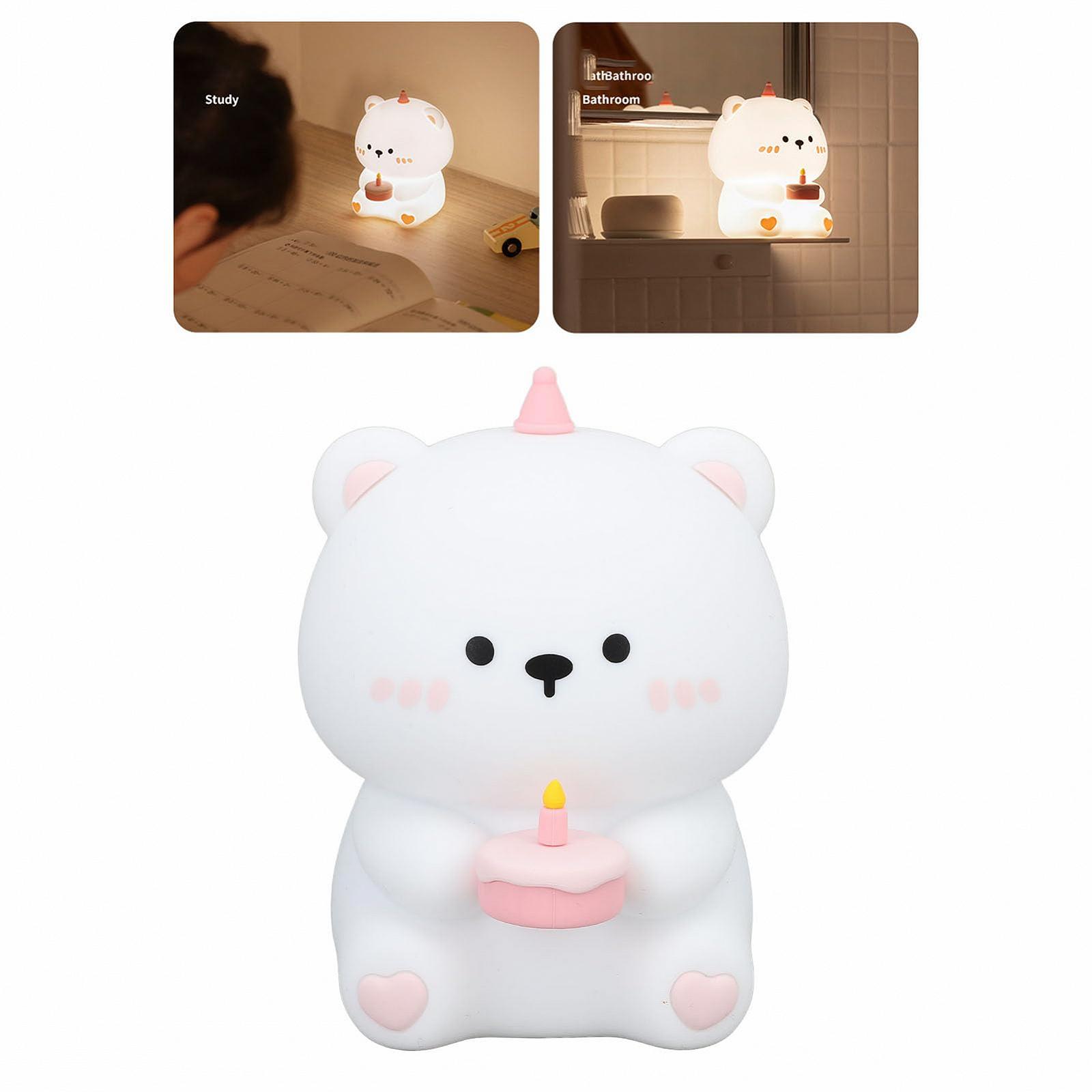 Светильник SUPYINI Cake Bear Night Light прикроватный лампа яркость регулируемая 1200mAh аккумуляторный силиконовый для детской комнаты ночной светильник спальни Кавайи декор комнаты, фото №5