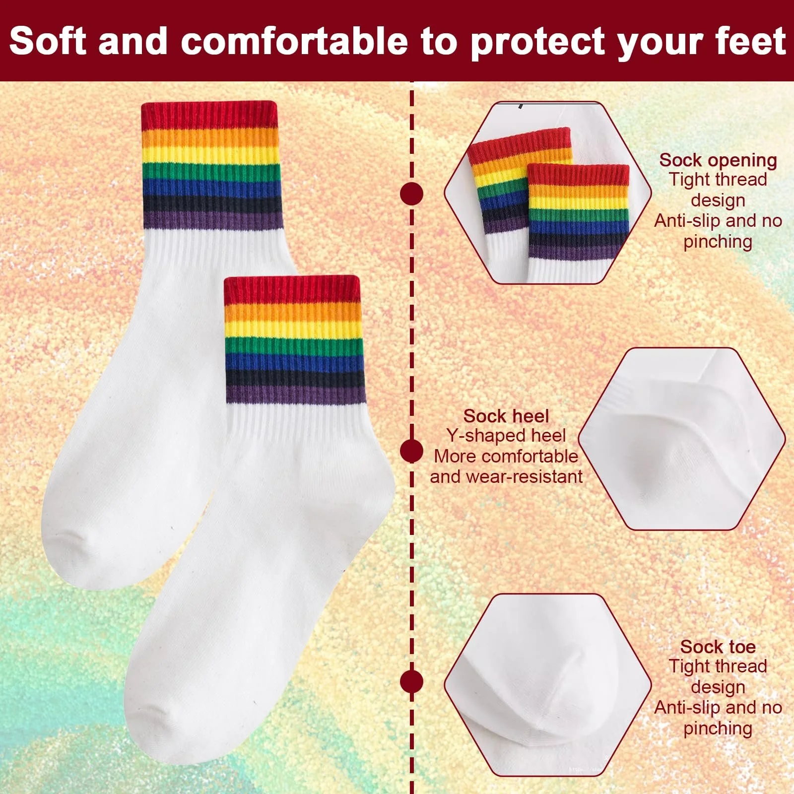 Шкарпетки з райдужним візерунком (4 пари), фото №2 Шкарпетки з райдужним візерунком (4 пари), фото №2