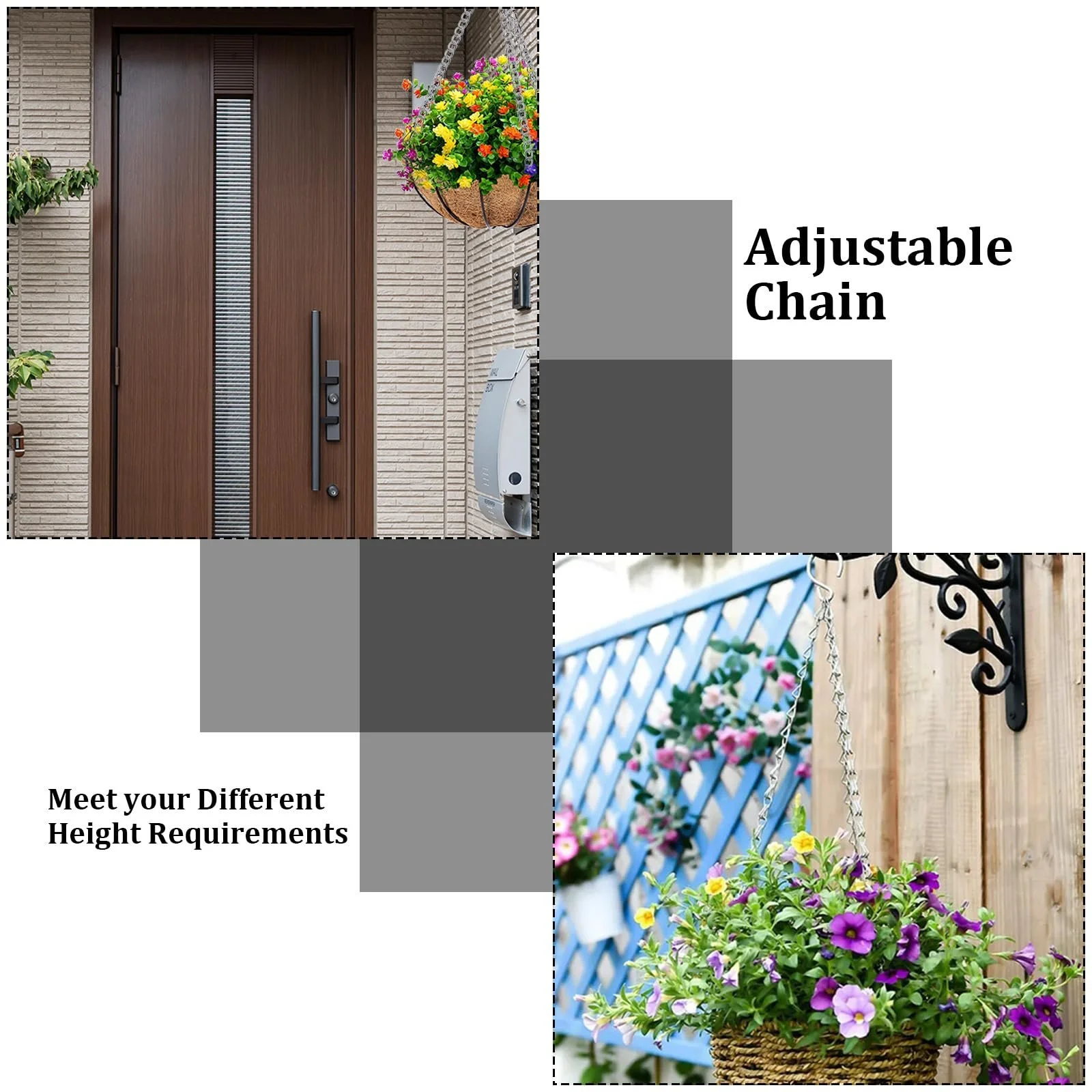 Ланцюжки для підвісних кошиків Набір 6 шт. 50 см металеві Сріблясті, фото №5