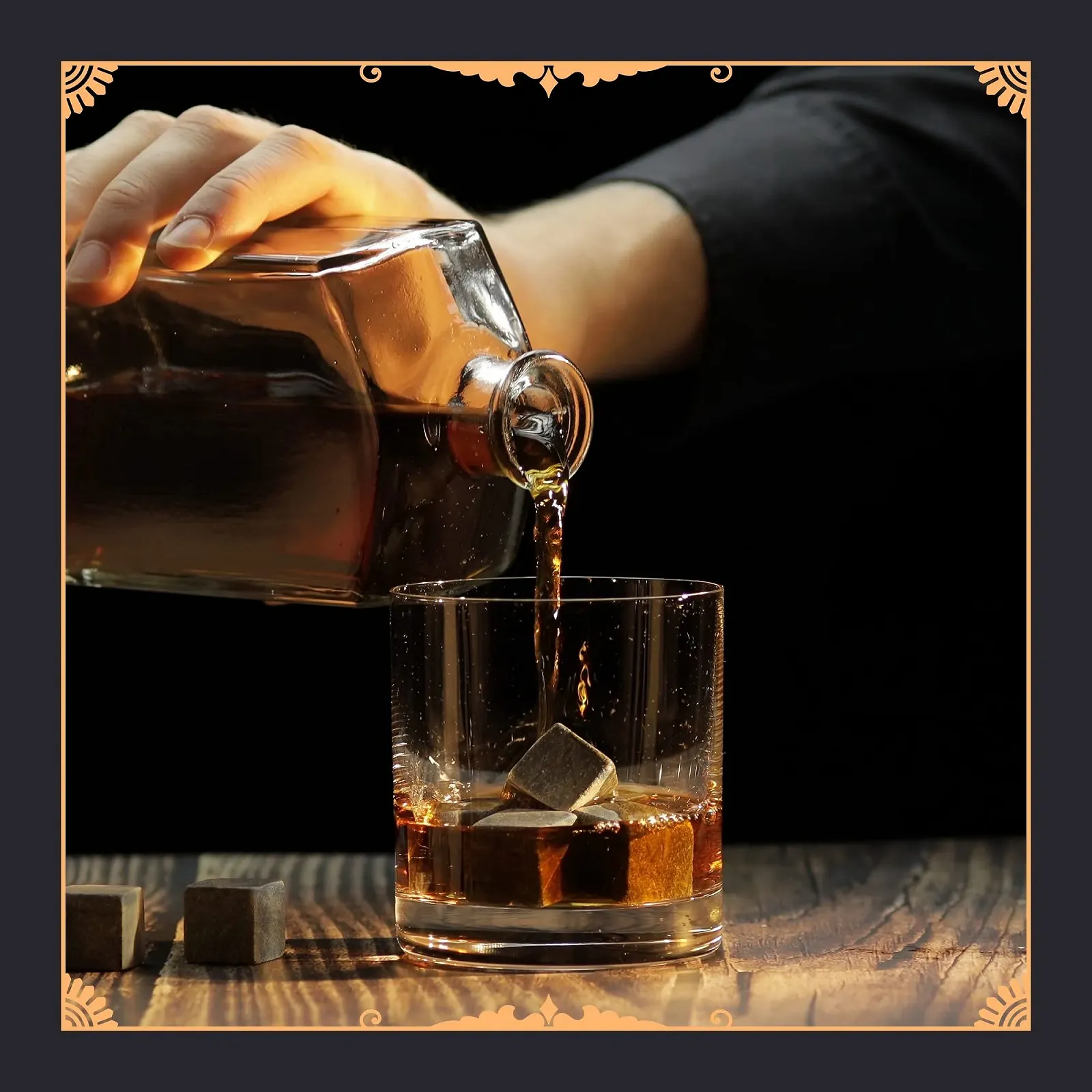 Камни для виски GOURMEO 9 шт Натуральный базальт Многоразовые кубики льда, фото №4 Камни для виски GOURMEO 9 шт Натуральный базальт Многоразовые кубики льда, фото №4