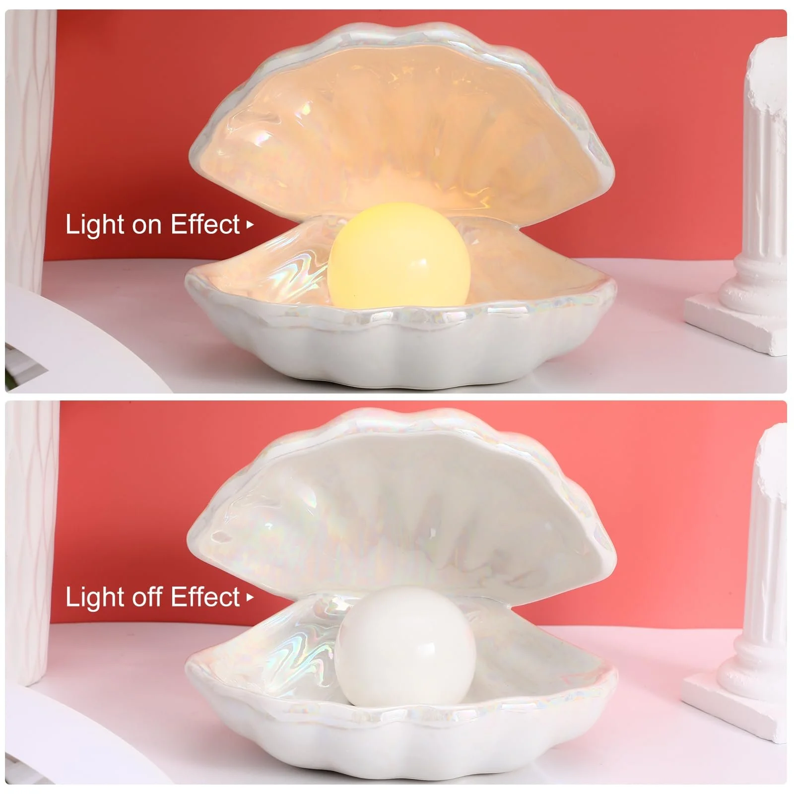 Настільна лампа Besportble Shell Pearl Нічник Білий, фото №3