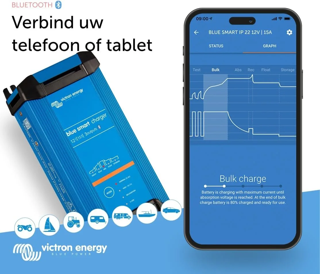 Інтелектуальний зарядний пристрій Victron Energy Blue Smart IP22 / IP22 / 12/15 / Bluetooth, фото №3