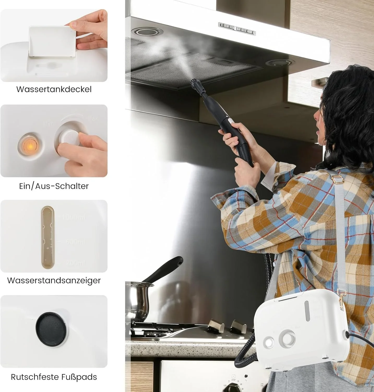 Пароочисник RELAX4LIFE 1600 W 1 L 3 Bar 10 аксесуарів (укр.), фото №6