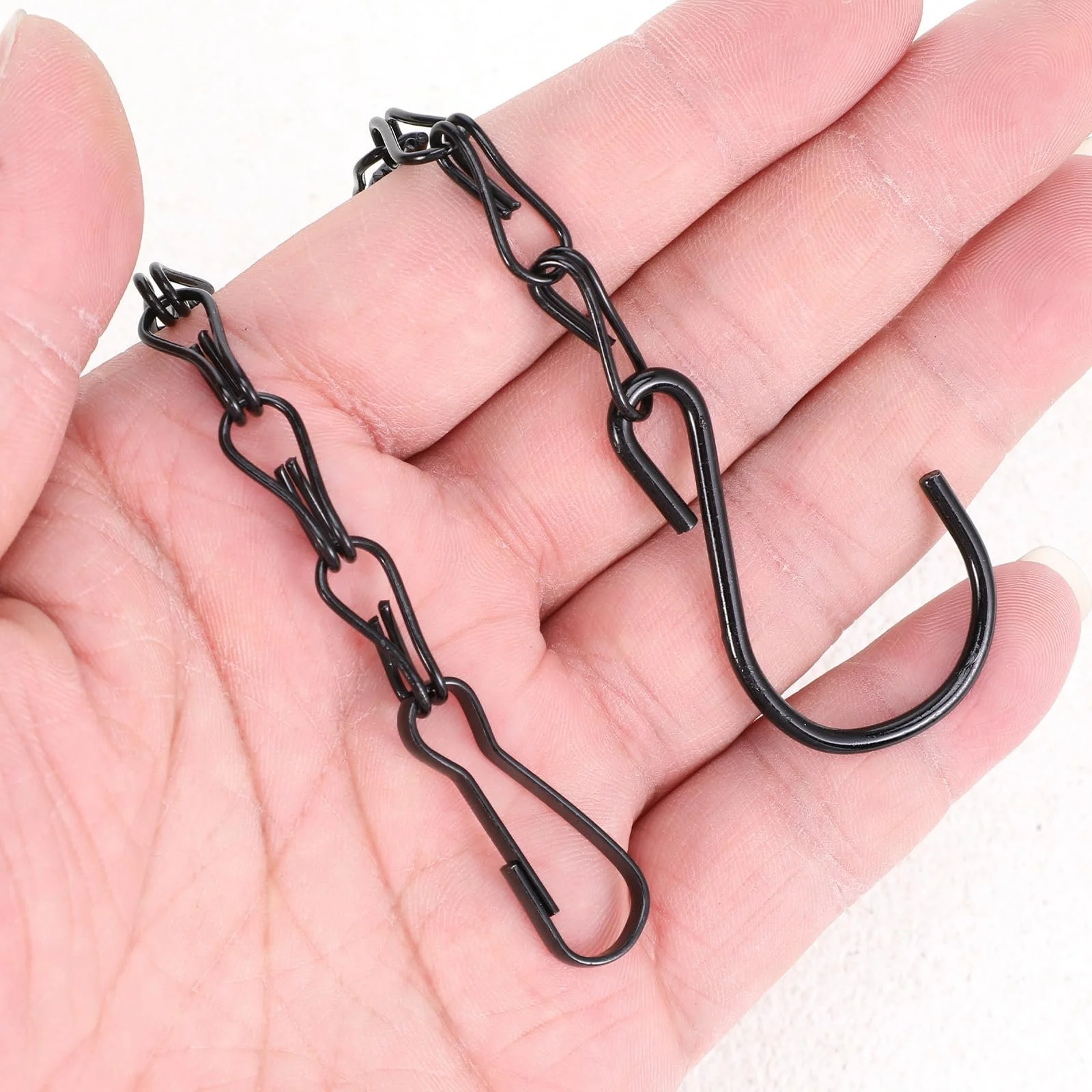 Ланцюги для підвісних кошиків Yolev 12 шт. 24 см металеві з гачками Black, фото №7