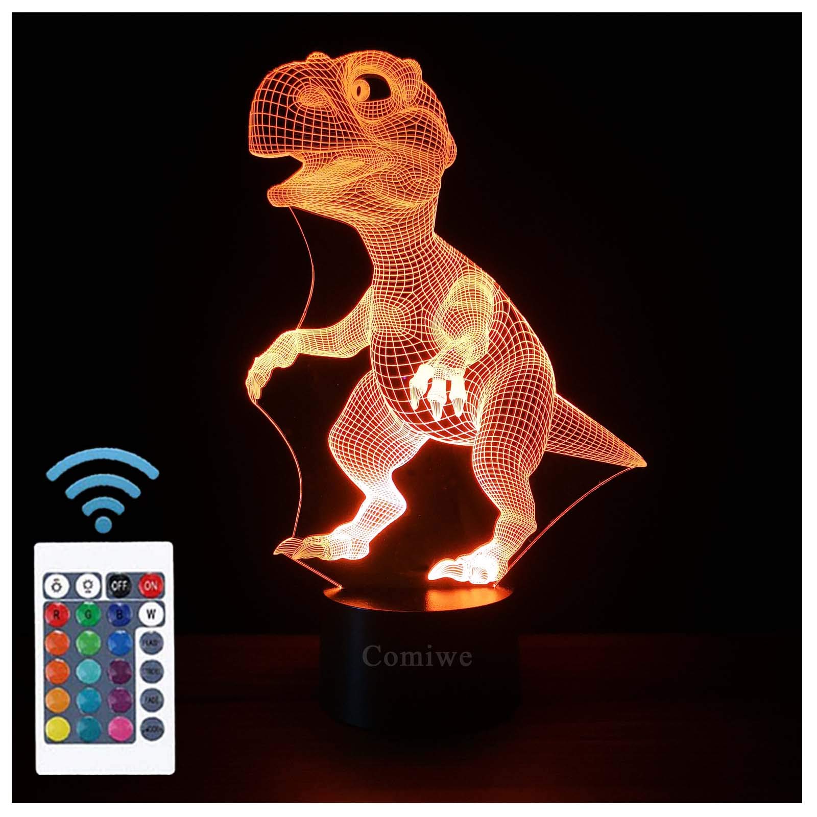 Нічник Comiwe 3D Dinosaur (A) Illusion LED, 16 кольорів з пультом, фото №1 Нічник Comiwe 3D Dinosaur (A) Illusion LED, 16 кольорів з пультом, фото №1