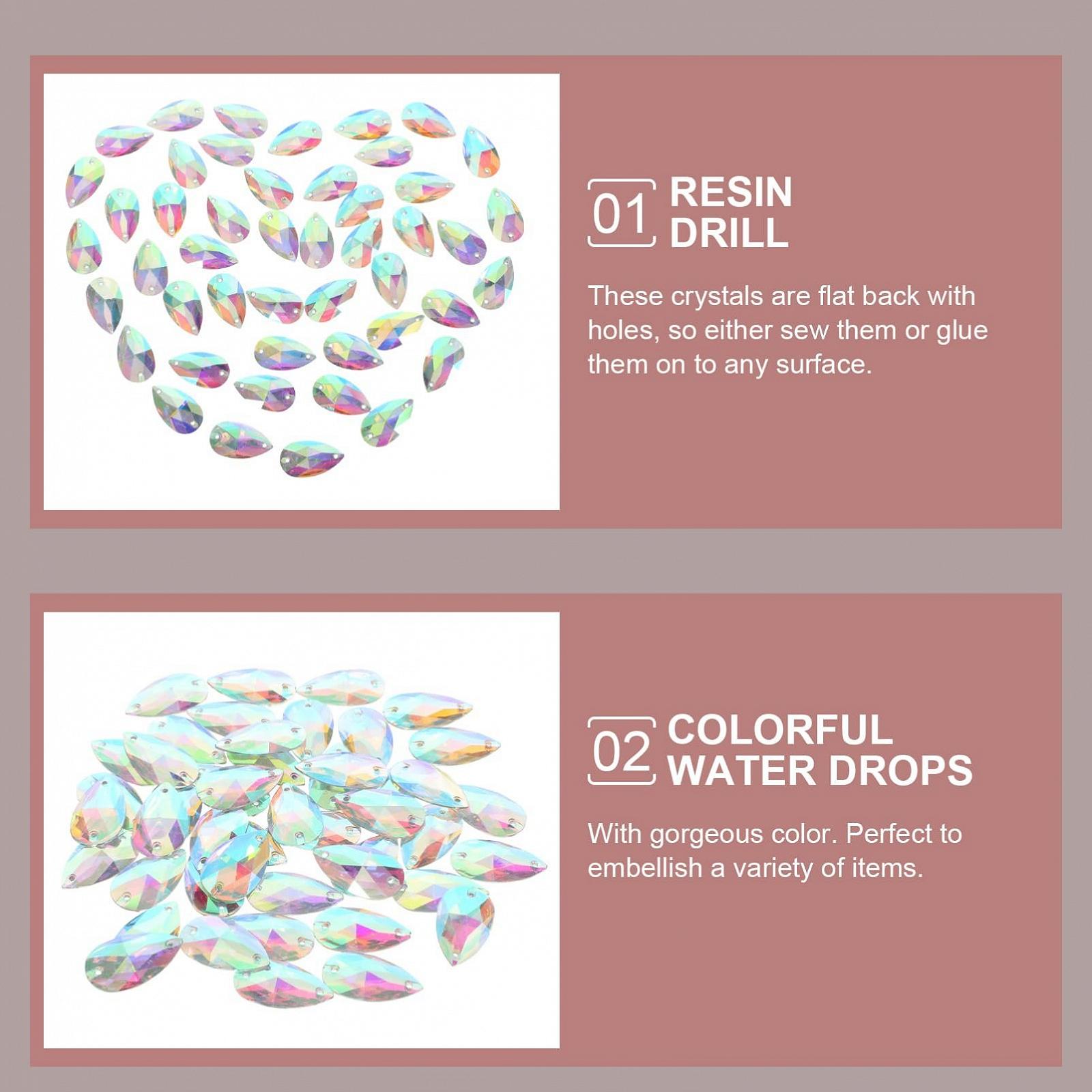 Краплі Смолисті Кришталі Набір з Бісеру Плоска Задня Частина Стрази для Костюмів 17 x 28 мм, 3 набори по 50 штук, фото №3