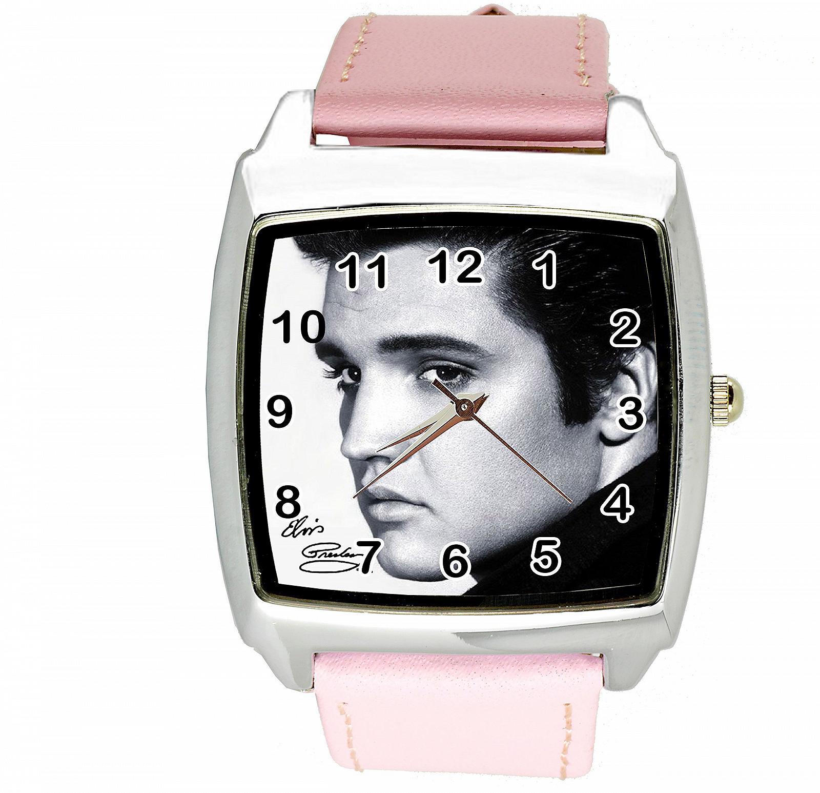 Годинник Taport Elvis Presley Music Legend Quartz Square Pink Шкіряний ремінець, фото №1 Годинник Taport Elvis Presley Music Legend Quartz Square Pink Шкіряний ремінець, фото №1
