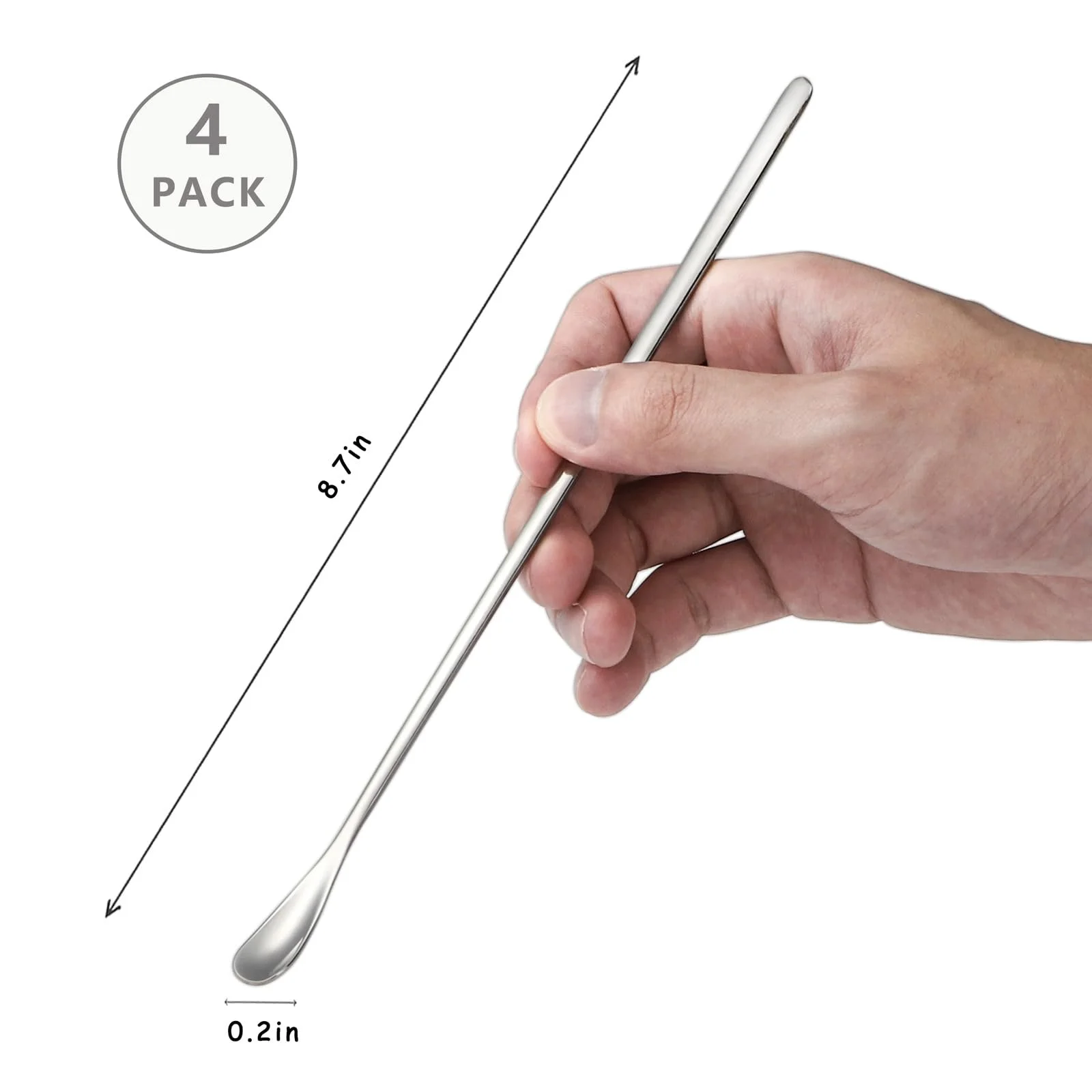 Ложка для холодного чаю, Довга, Набір з 4 мішальних ложок з нержавіючої сталі для кави, чаю, напоїв, коктейлів (LL4), фото №2 Ложка для холодного чаю, Довга, Набір з 4 мішальних ложок з нержавіючої сталі для кави, чаю, напоїв, коктейлів (LL4), фото №2