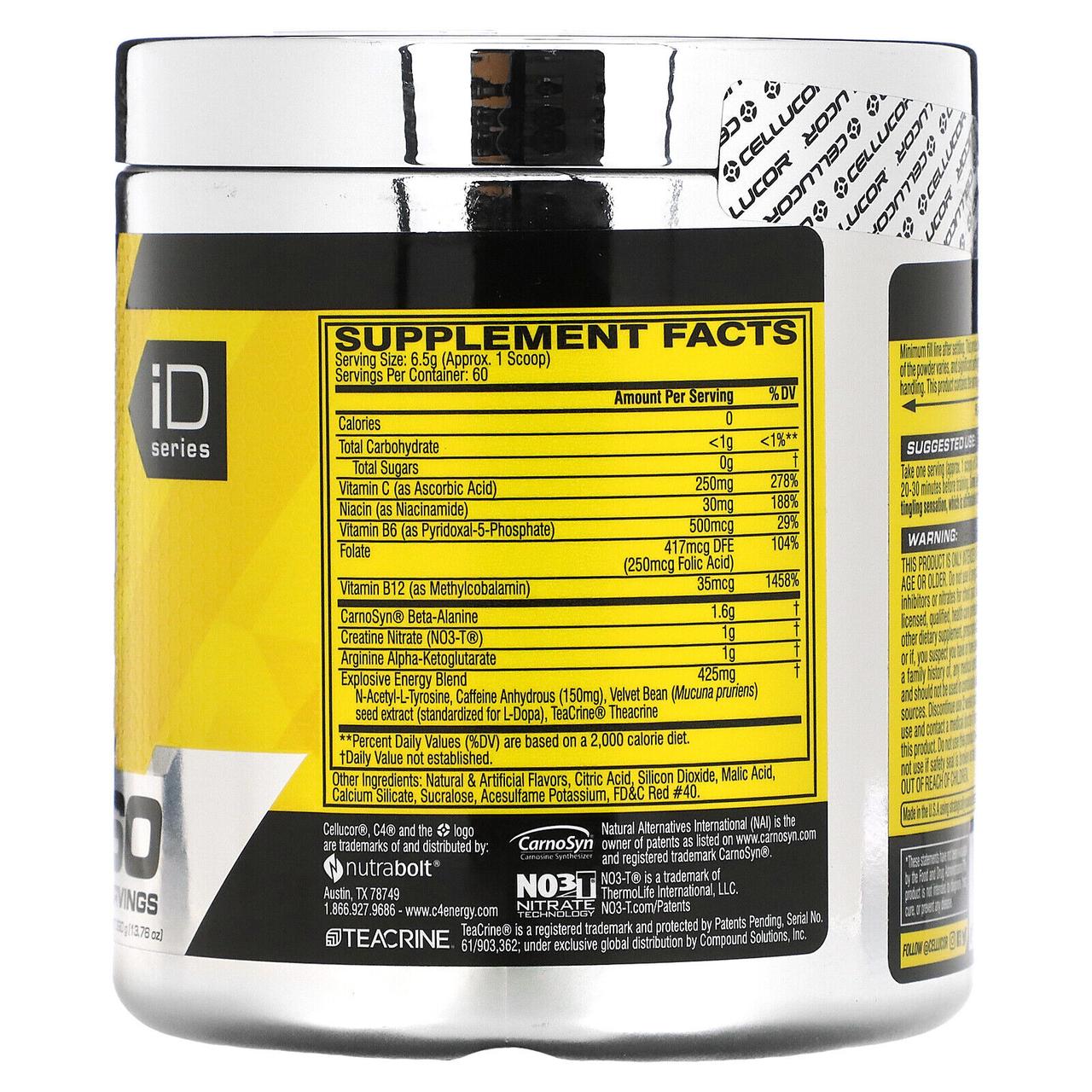 Предтренировочный комплекс Cellucor INT C4 30 serv 190 gram Orange Burst, фото №2