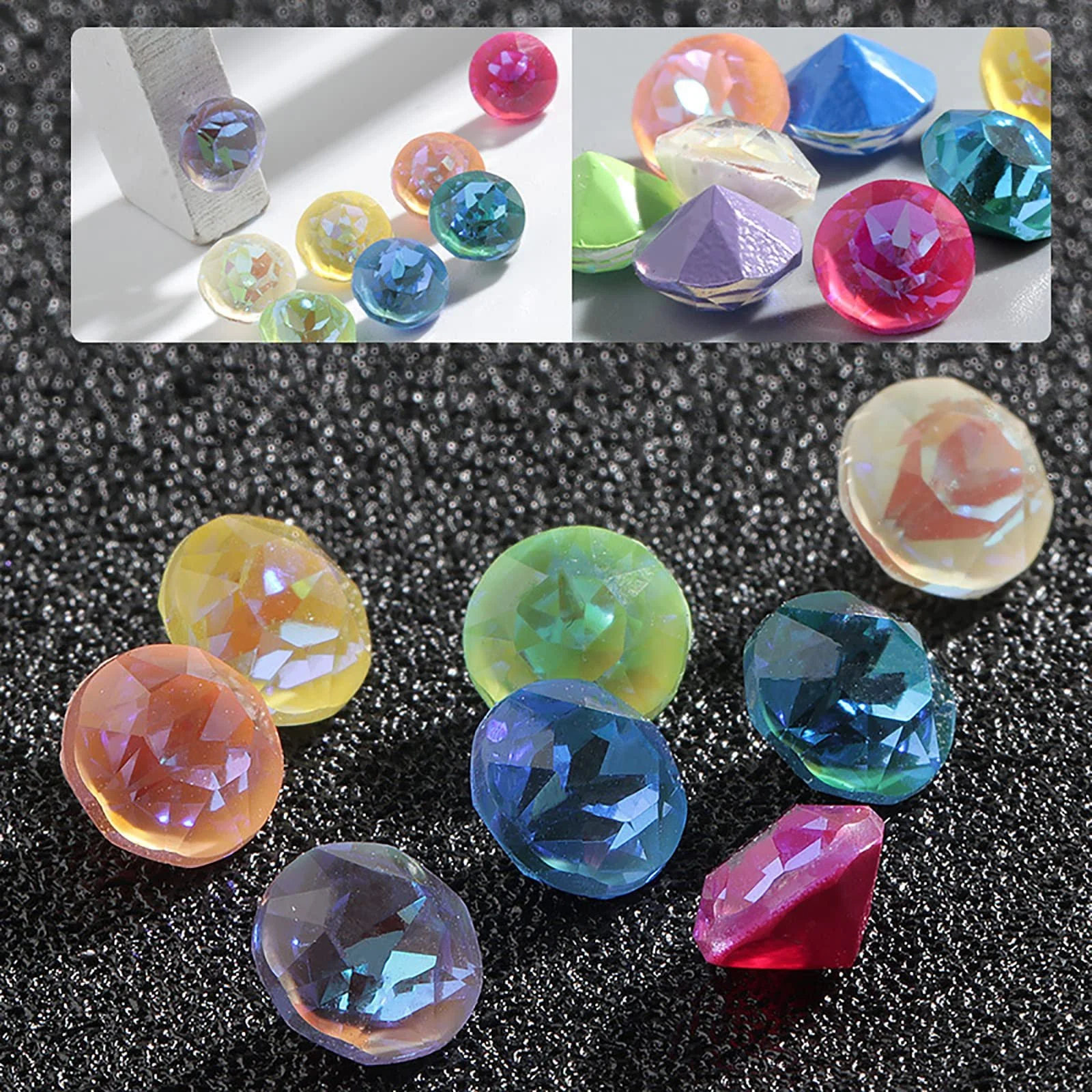 Стрази 3D-блискітки Скло 50 шт мокко флуоресцентні орнамент випадковий колір 4 мм, фото №3