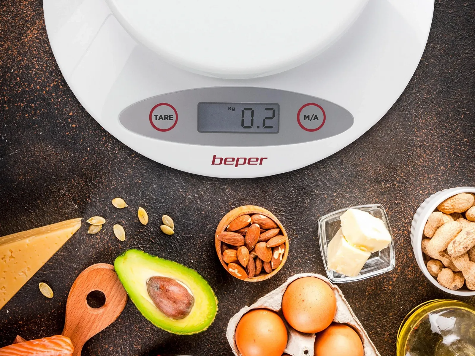 Кухонні ваги BEPER BP.802 Цифрові з чашею 5 kg LCD White/Red, фото №5 Кухонні ваги BEPER BP.802 Цифрові з чашею 5 kg LCD White/Red, фото №5