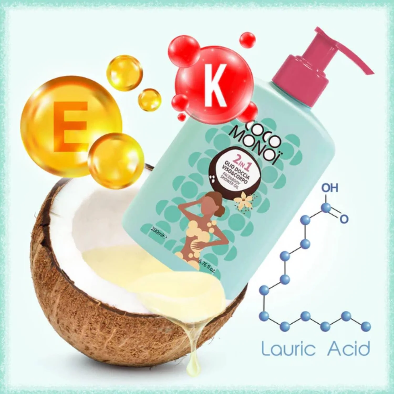 Молочко для тіла Зволожуюче та освітлююче 2 в 1 - Кокос та Квітка Тіаре Аромат, М'яка та Сяюча Шкіра, Жінки 200 мл, фото №3