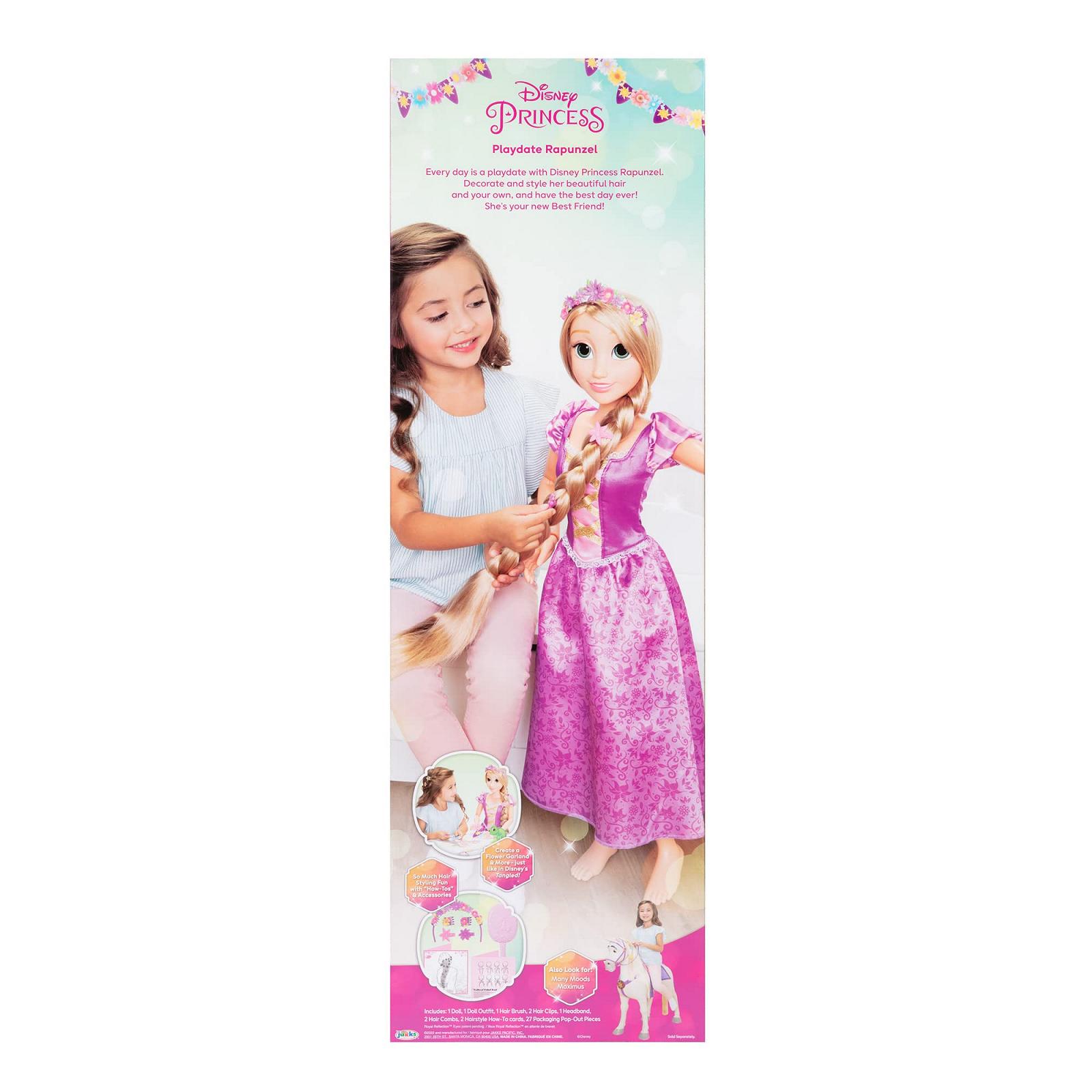 Лялька Disney Princess Рапунцель, 81 см, рухома лялька My Size Articulated у фіолетовій сукні, з гребінцем для розчісування довгого золотого волосся, квітковою гірляндою, пов'язкою на голову та шпильками, фото №9