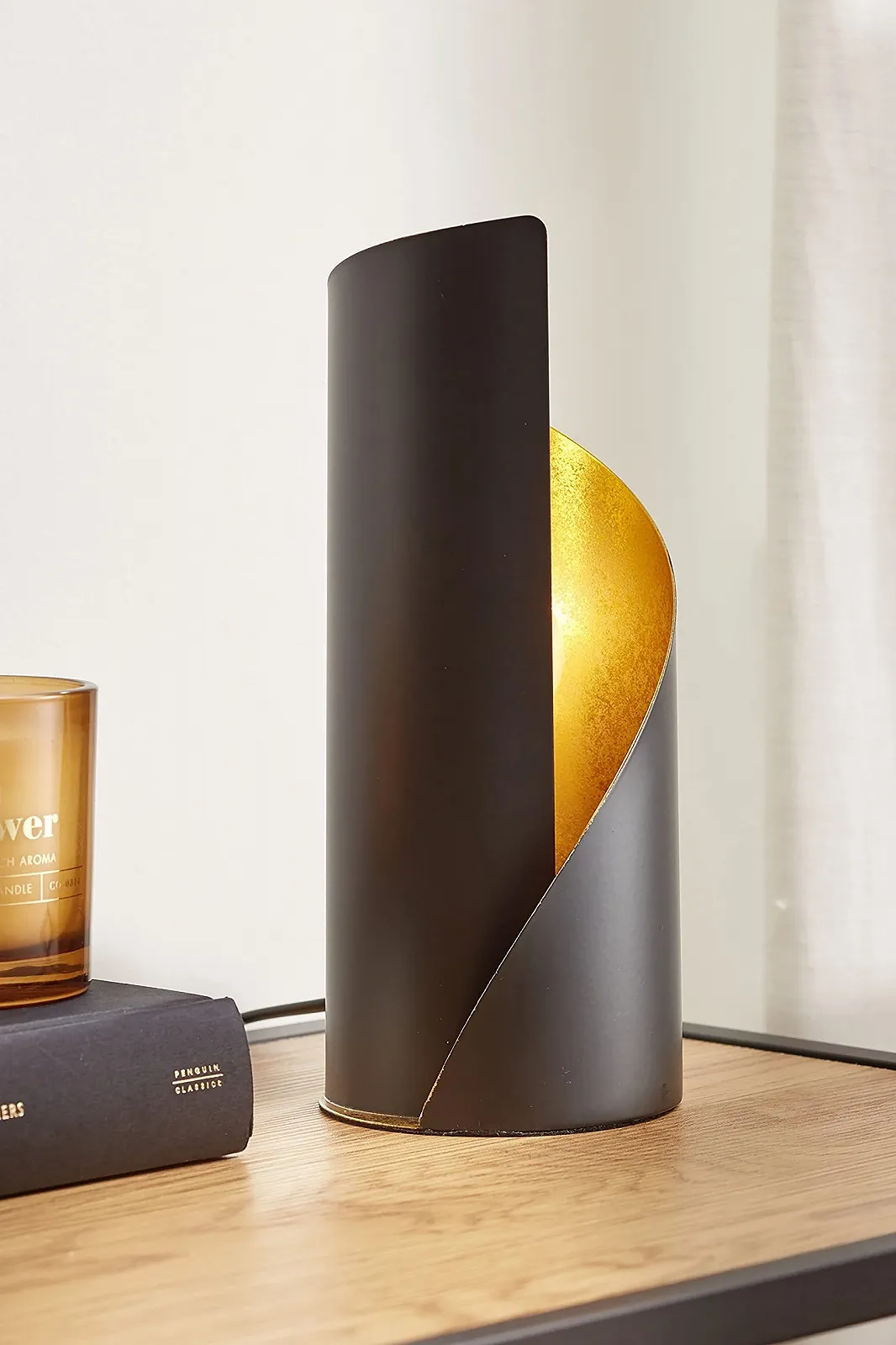 Настільна лампа Reality Leuchten Frank Металева E14 10 x 10 x 24 см Матовий чорний/Золото, фото №2