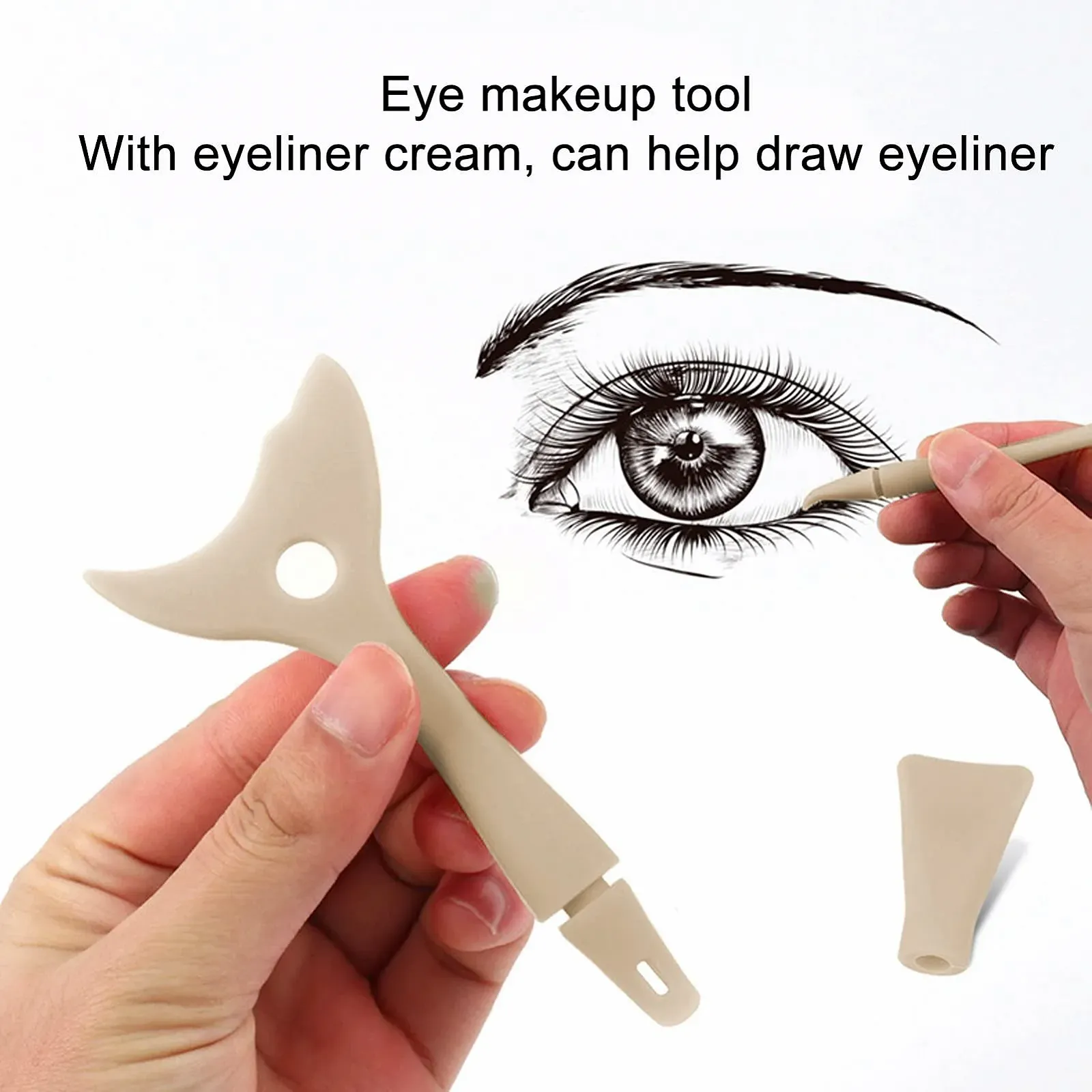 Инструмент для подводки глаз силиконовый многофункциональный многоразовый портативный съемный коричневый, фото №4