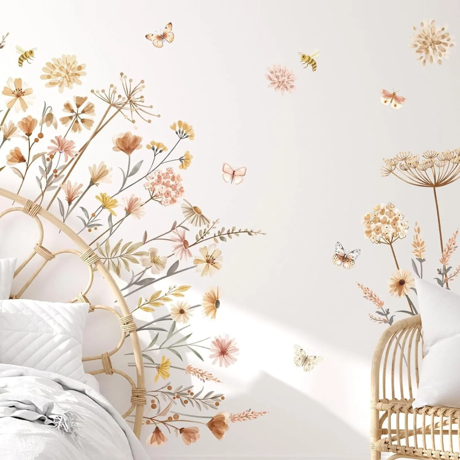 Наклейка на стіну Кульбаби Метелики Квіти Бохо, фото №5