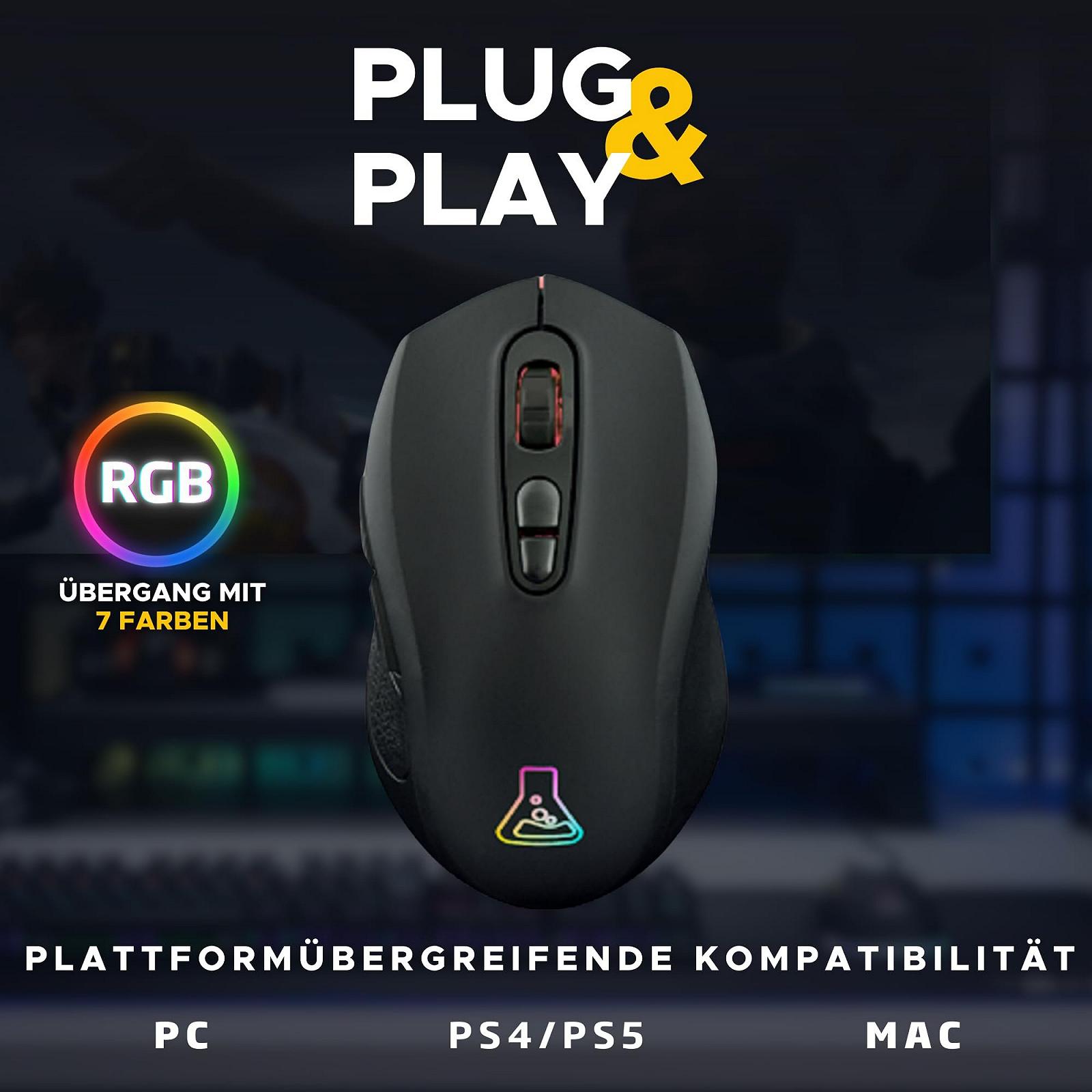 Мышь THE G-LAB Kult Krypton Беспроводная Игровая 6400 DPI Bluetooth & 2.4 GHz RGB Аккумулятор 7 Кнопок Легкая Двусторонняя Черный, фото №6
