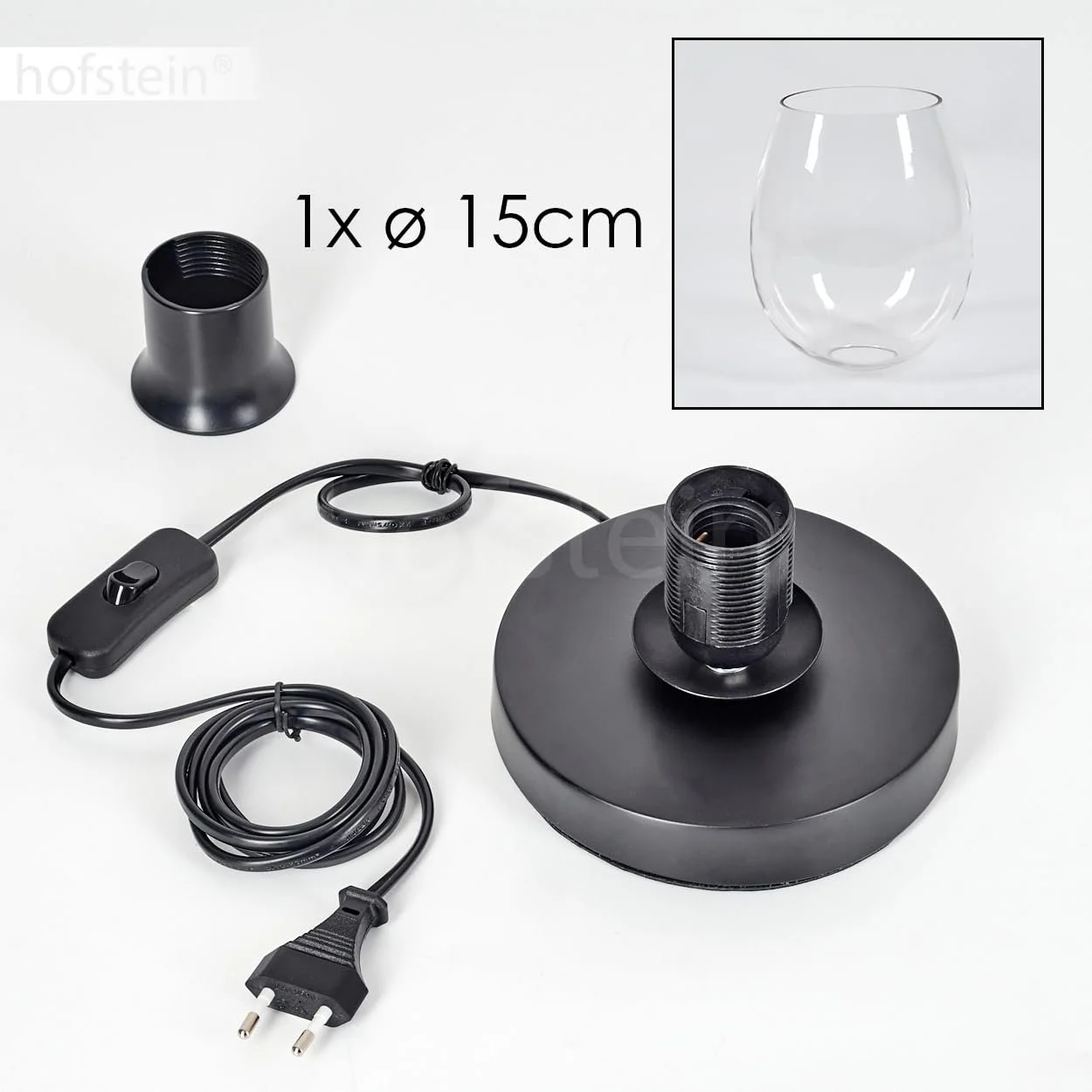 Настільна лампа Koyoto Metal/Glass Modern 15 см E27 Black/Clear, фото №6