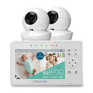 Відеоняня Babysense 4.3" Split Screen PTZ 300 м Нічне бачення Колискові - Фото 1