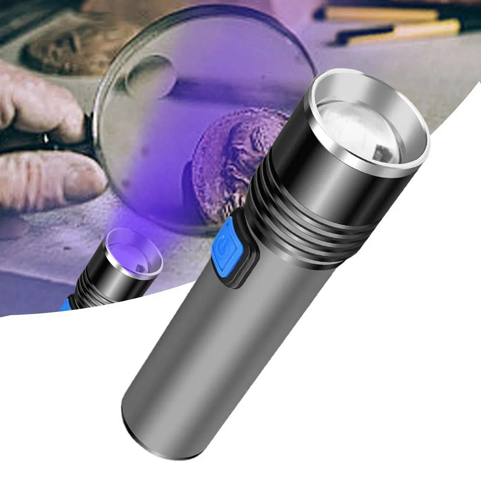 Ультрафіолетовий ліхтарик 365nm Телескопічний зум, фото №7 Ультрафіолетовий ліхтарик 365nm Телескопічний зум, фото №7