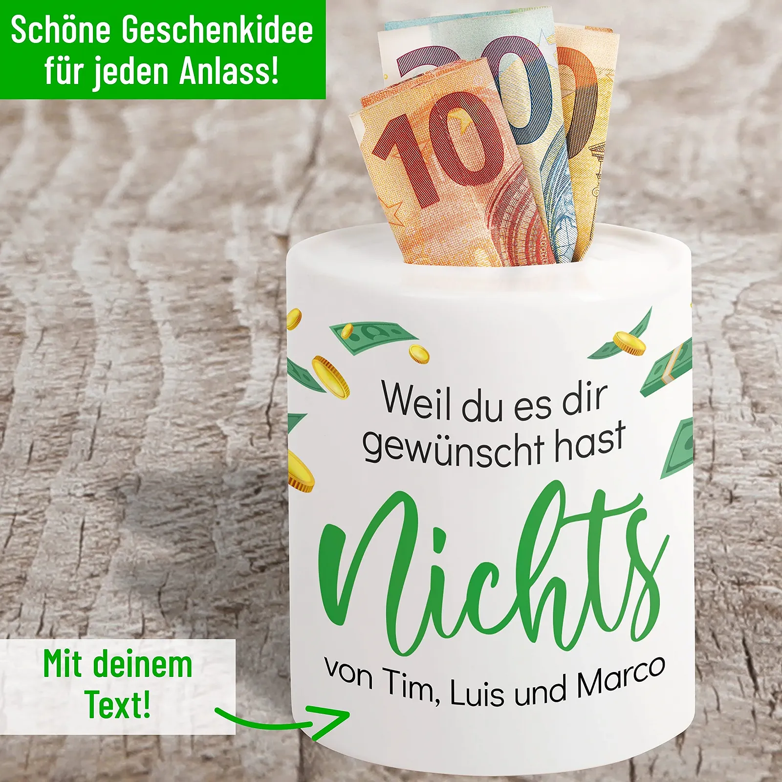 Скарбничка керамічна Weil du es dir wünscht hast NOCHTS персоналізована, фото №2