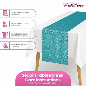 Ранер для столу Weddecor з паєтками блискучий 30 x 274 см (12 x 108 дюймів) synthetic.ua - Фото 1