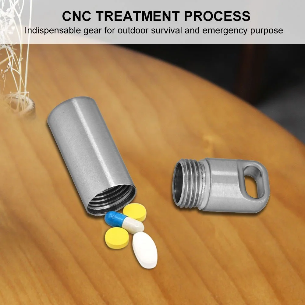 Мини Таблетница, Капсула , Водонепроницаемая Нержавеющая Сталь для Кемпинга, Пешего Туризма, Альпинизма и т.д., S/M/L (L), фото №5