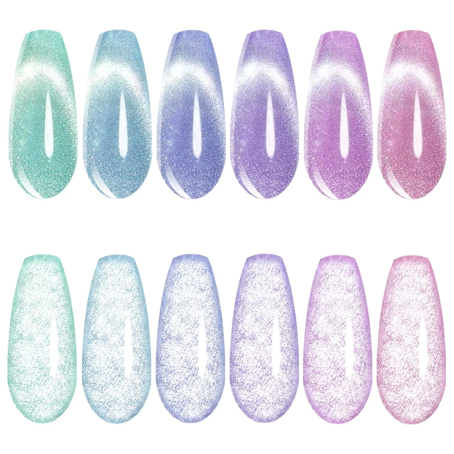 Гель-лак Vishine Galaxy Cat Eye Holographic Glitter, набір 6 кольорів з магнітом, 8 мл, фото №3