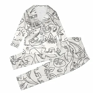 Купити Дитяча піжама для розмальовування Cartoon Print White - Фото 1 Дитяча піжама для розмальовування Cartoon Print White - Фото 1