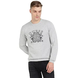 Джемпер GUESS Сірий з бавовняної суміші з принтом Light Stone Heather, L - Фото 1