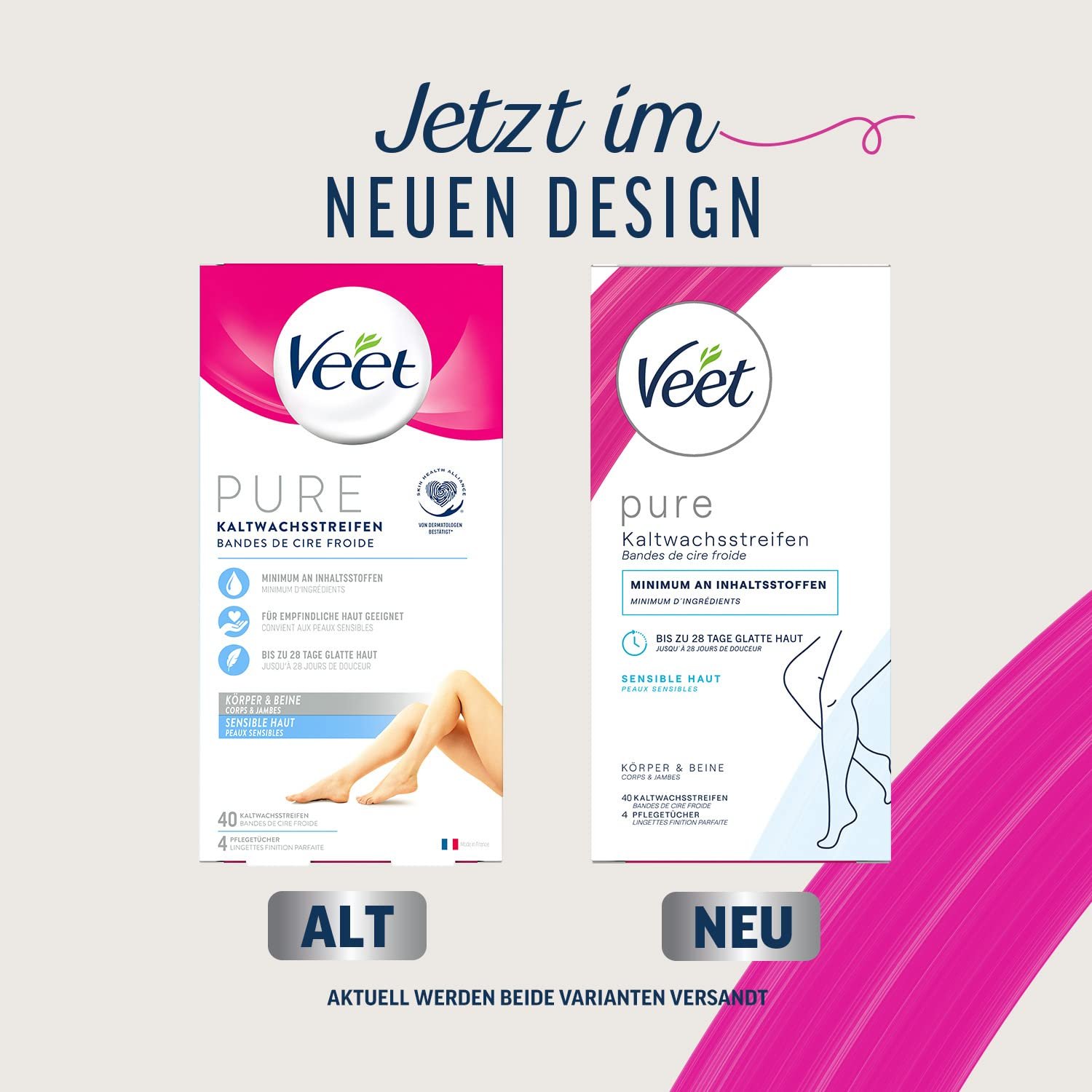 Воскові смужки Veet Pure Cold Wax Strips Easy-Gelwax Technology 40 шт., фото №2