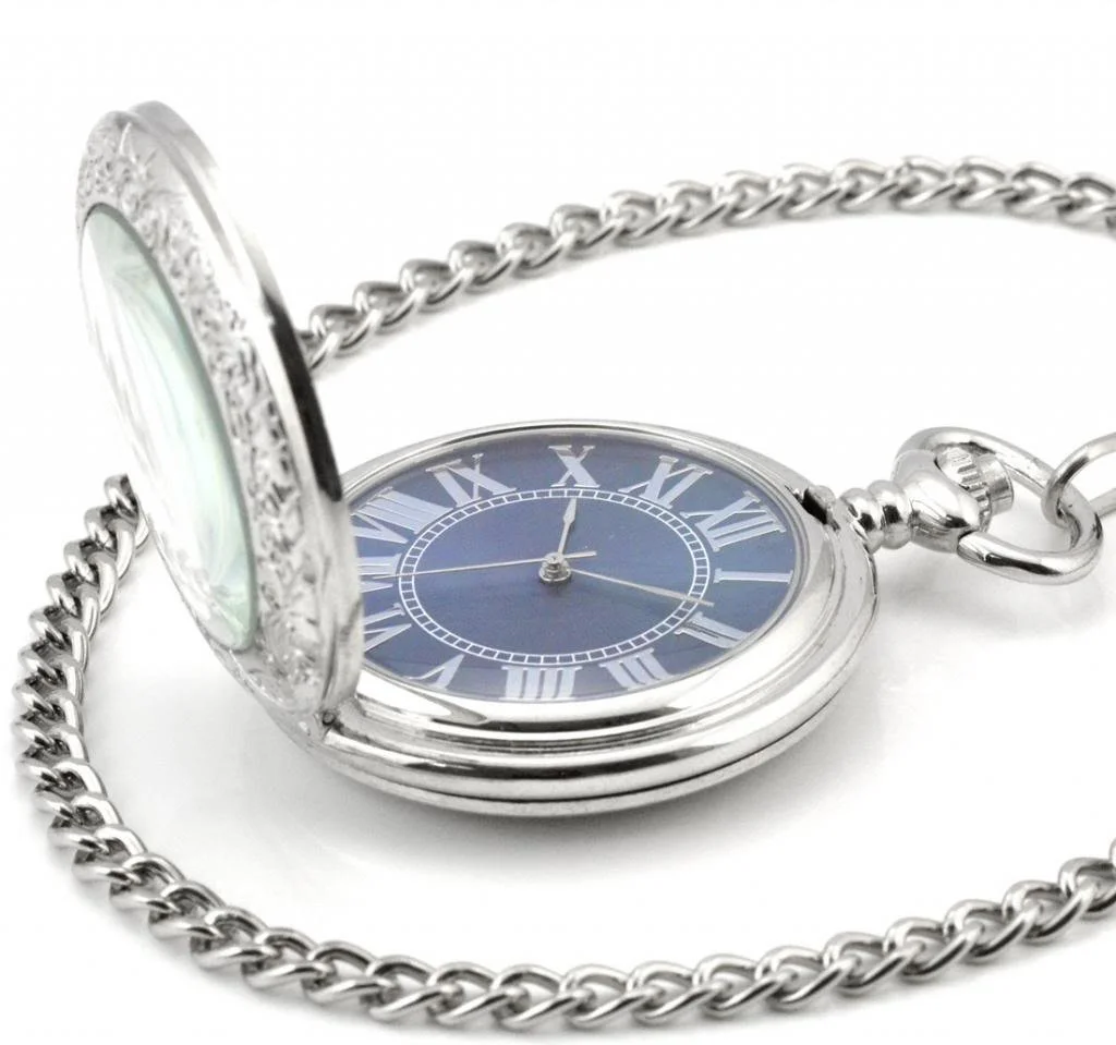 Карманные часы с ручным заводом Unendlich U Fashion Retro Механические Скелетон с цепочкой и увеличительным стеклом Серебристый, серебристый, Античная отделка, фото №3