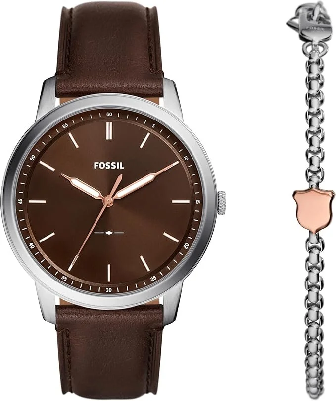 Годинник Fossil чоловічий Minimalist шкіряний або сталевий ремінець хронограф або аналоговий дисплей з тонким корпусом, фото №1