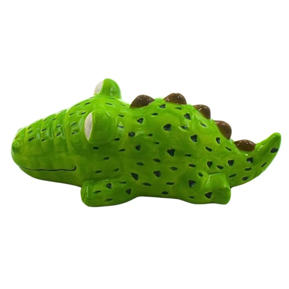 Скарбничка Dekohelden24 Crocodile керамічна 22 x 11 x 8 см Зелена, фото №2