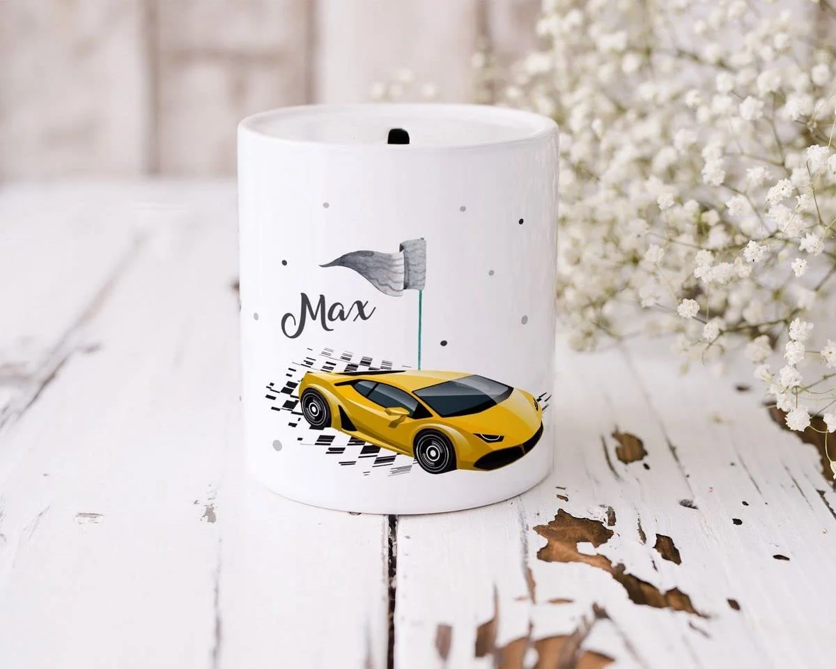 Скарбничка Mikalino Дитяча Гоночний автомобіль керамічна, фото №4