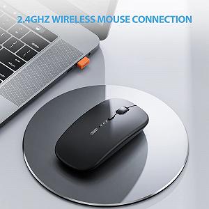 Миша Inphic бездротова акумуляторна Ultra Slim 2.4G Тиха бездротова оптична комп'ютерна 1600 DPI з USB-приймачем Чорний synthetic.ua - Фото 1