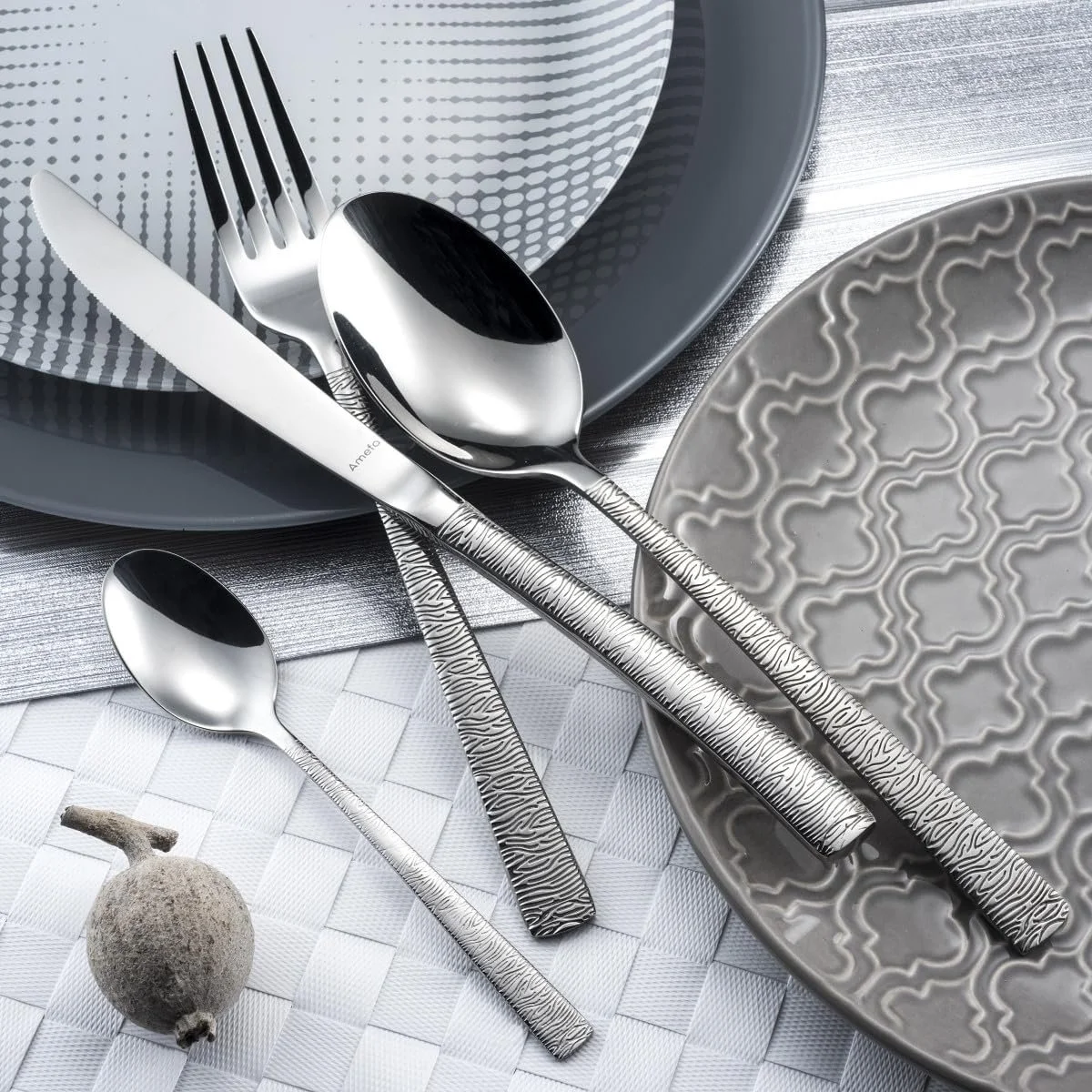 Набір столових приборів Amefa Havane для 6 осіб, Trendy Jungle Design, нержавіюча сталь, 24 предмети, фото №3