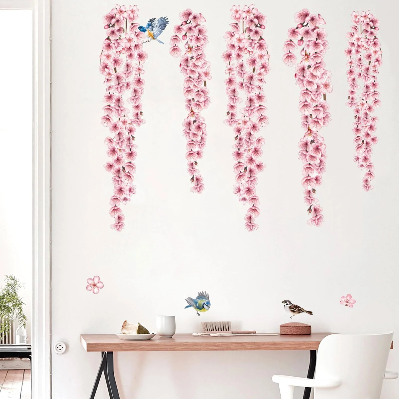 Наклейка на стіну Рожева сакура XXL 95 x 122 см Рожевий, фото №8