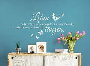 Настінна наклейка W3460 Leben heißt Метелики Самоклеюча Біла 70 x 32 см для вітальні та передпокою synthetic.ua - Фото 1