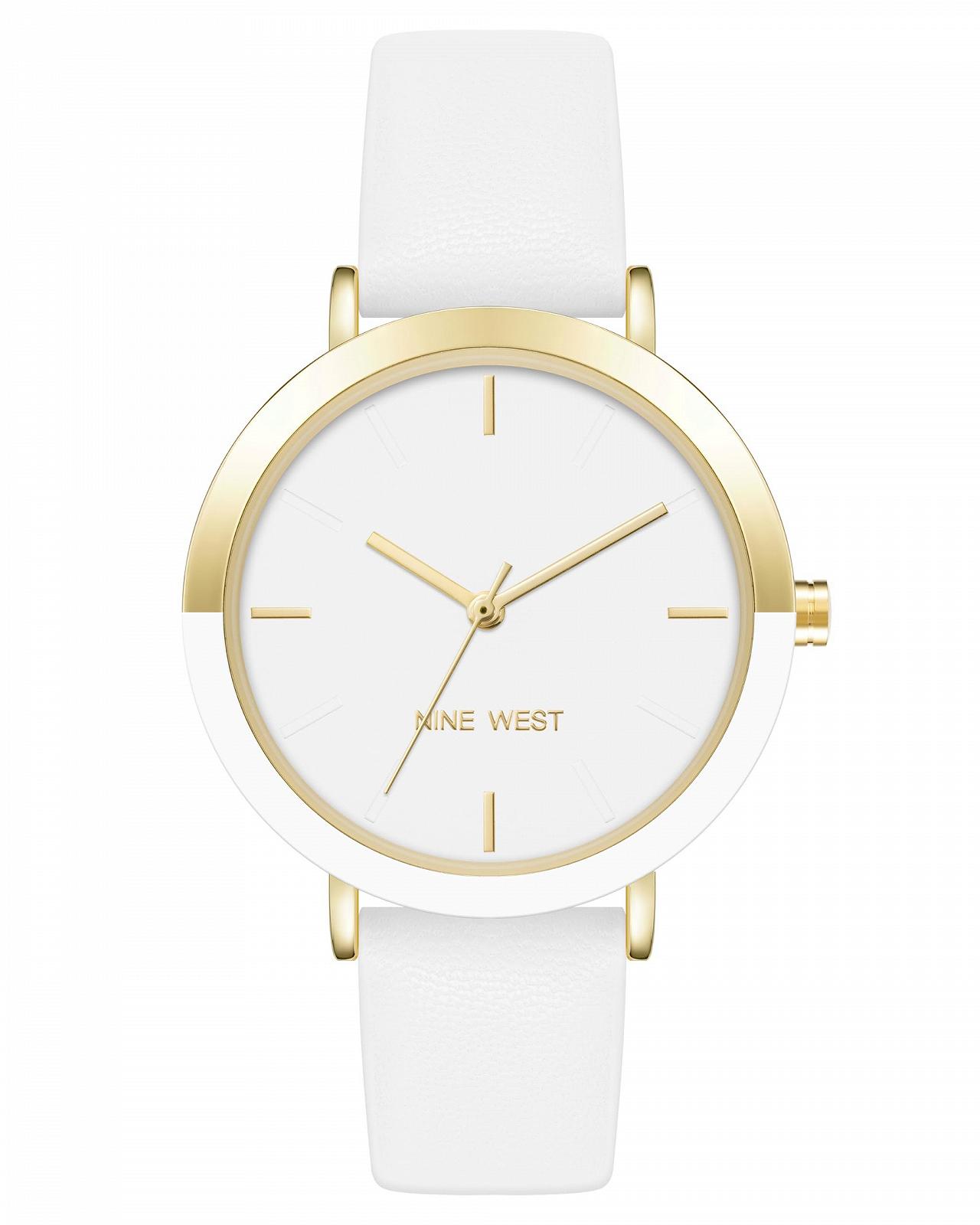 Годинник Nine West Dress 086702750337, білий/золотий, браслет, фото №1