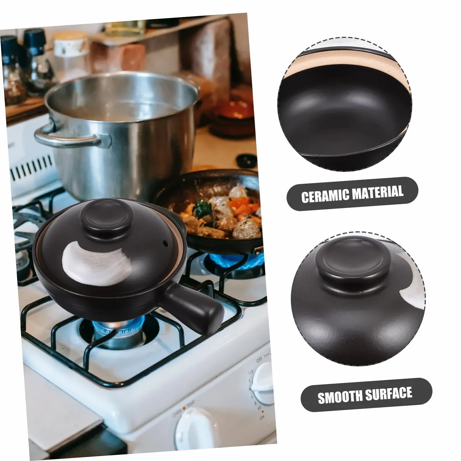 Керамическая кастрюля Garneck С крышкой С одной ручкой Малая Жаростойкая, фото №6