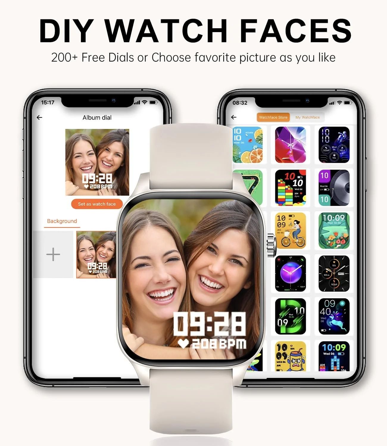 Розумний годинник жіночий 1.85 дюйми, функція телефону, сповіщення, голосовий помічник, фото №5