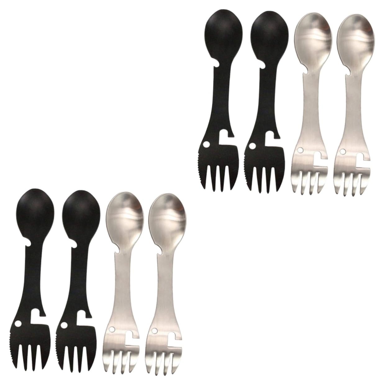 Набор Sosoport 8 Ложек Открывалка для консервов Нержавеющая сталь Туристическая Нержавеющая сталь Вилка для фруктов Кемпинг, фото №1