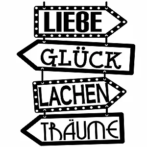 Настінна наклейка Docliick DC-143-AL Liebe Glück Німецька мова Чорна - Фото 1