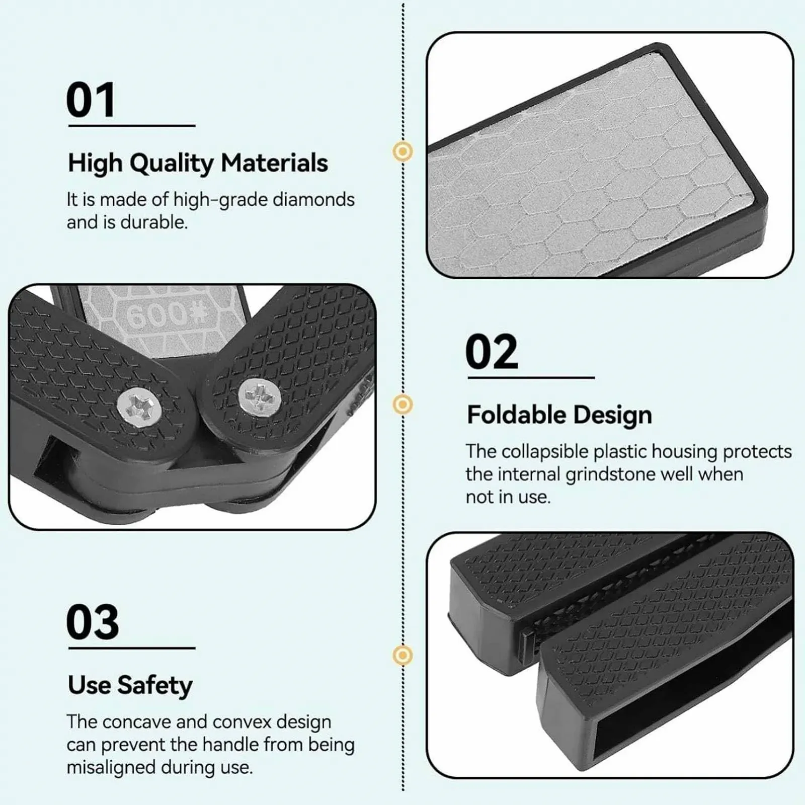 Складная двусторонняя алмазная точилка для ножей Diafold 400/600 Черная, фото №5